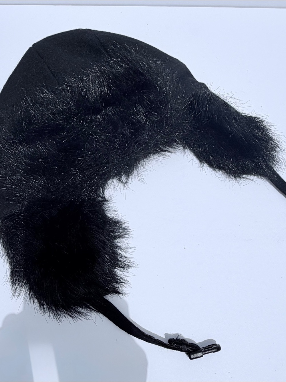 Black Faux Fur Trapper Hat - Women's Winter Hat